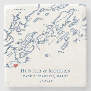 Dessous-de-verre En Pierre Cape Elizabeth Maine Destination Mariage Favor