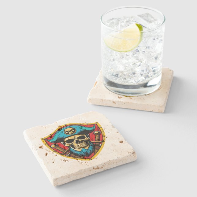 Dessous-de-verre En Pierre Capitaine pirate (Côté)