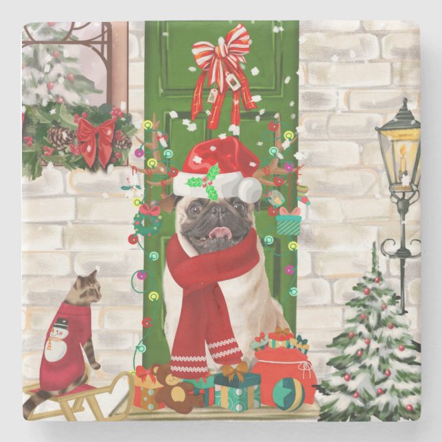 Dessous-de-verre En Pierre Carlin Chien Noël (Devant)