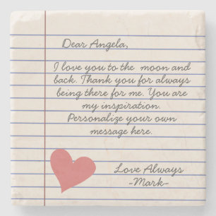 Dessous-de-verre En Pierre Carnet lettre d'amour manuscrite ou message