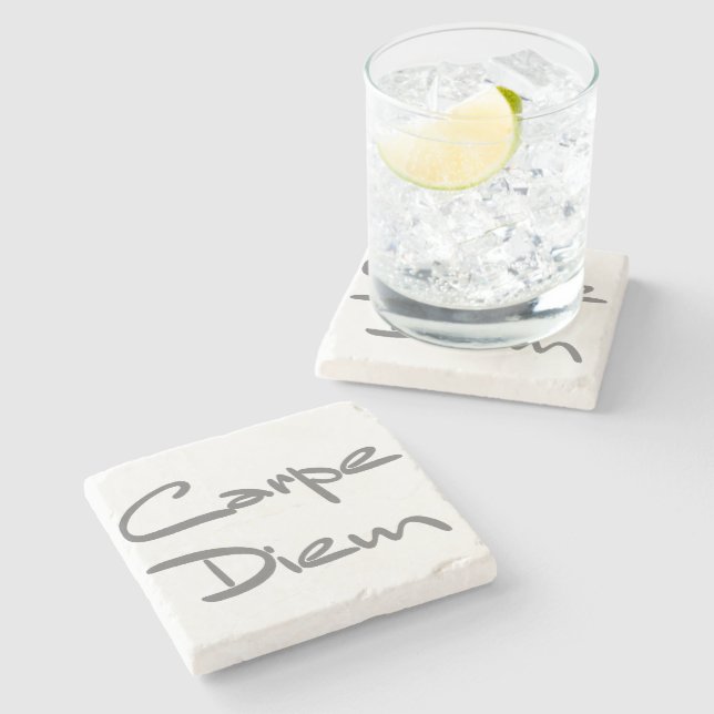 Dessous-de-verre En Pierre CARPE DIEM Texte Cool moderne (Côté)