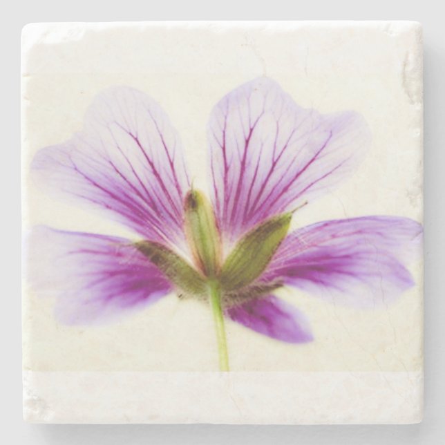 Dessous-de-verre En Pierre Carreaux de fleurs mauves (Devant)