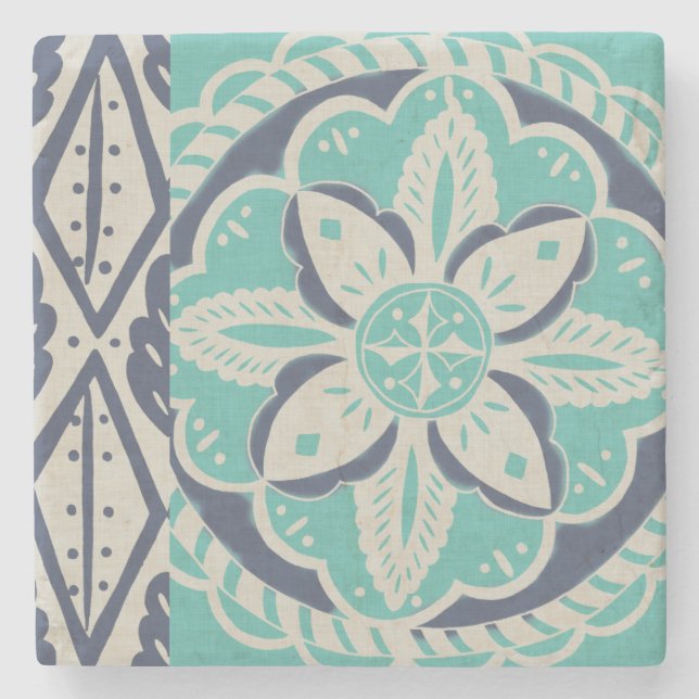 Dessous-de-verre En Pierre Carrelage bleu Batik IV (Devant)