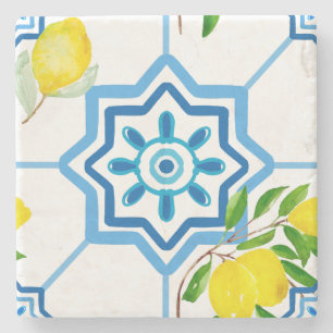 Dessous-de-verre En Pierre Carrelage méditerranéen, majolica, style sicilien