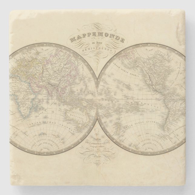 Dessous-de-verre En Pierre Carte d'atlas du monde (Devant)