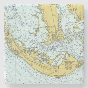 Dessous-de-verre En Pierre Carte de cru d'île de Sanibel