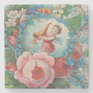 Dessous-de-verre En Pierre Carte de la Saint-Valentin florale de l'ère victor