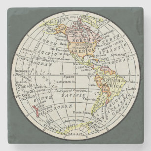 Dessous-de-verre En Pierre Carte de l'hémisphère occidental Globe Travel