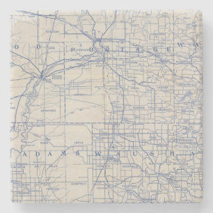 Dessous-de-verre En Pierre Carte de route de bicyclette du Wisconsin 2