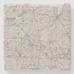 Dessous-de-verre En Pierre Carte de route de bicyclette du Wisconsin 4