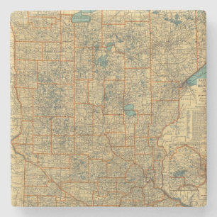 Dessous-de-verre En Pierre Carte de route du Minnesota