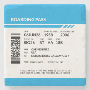 Dessous-de-verre En Pierre Carte d'embarquement 6000x6000 (bleue) DAM03