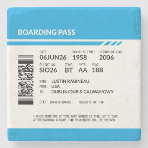 Dessous-de-verre En Pierre Carte d'embarquement 6000x6000 (bleue) DAM08