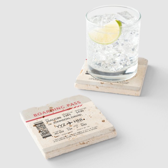 Dessous-de-verre En Pierre Carte d'embarquement - Gris (Côté)