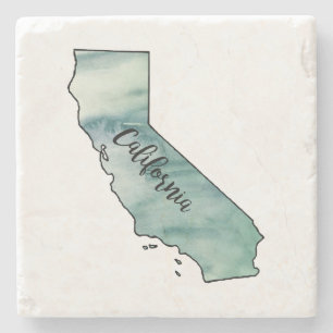 Dessous-de-verre En Pierre Carte d'état de Californie Marble Stone Dessous de