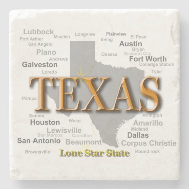 Dessous-de-verre En Pierre Carte d'état du Texas (Devant)
