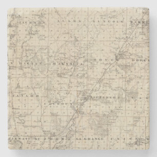 Dessous-de-verre En Pierre Carte du comté de Harrison, état de l'Iowa