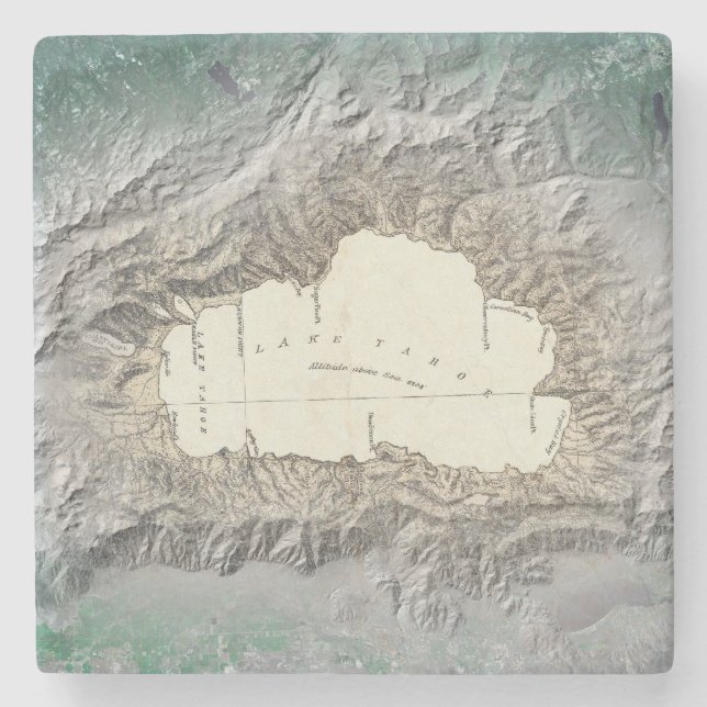 Dessous-de-verre En Pierre Carte du lac Tahoe (Devant)