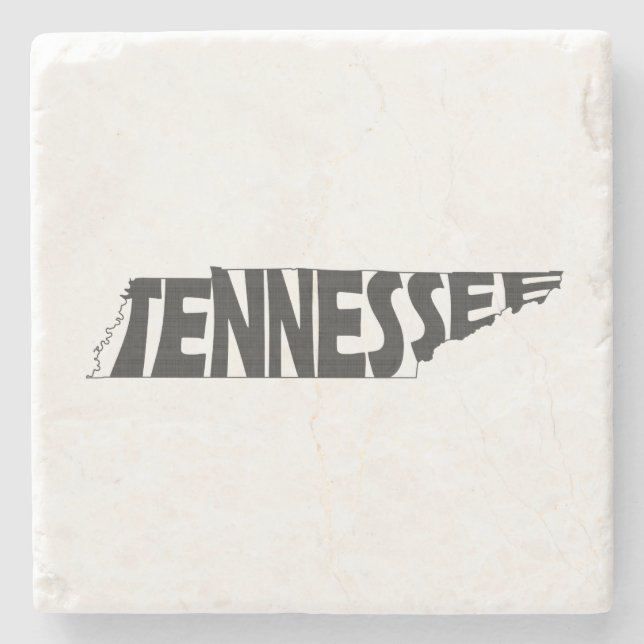 Dessous-de-verre En Pierre Carte du Tennessee Formé Nom d'état Black Word Art (Devant)