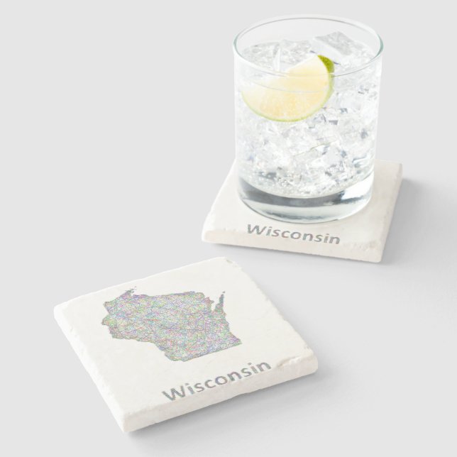 Dessous-de-verre En Pierre Carte du Wisconsin (Côté)