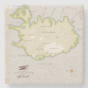 Dessous-de-verre En Pierre Carte illustrée de l'Islande