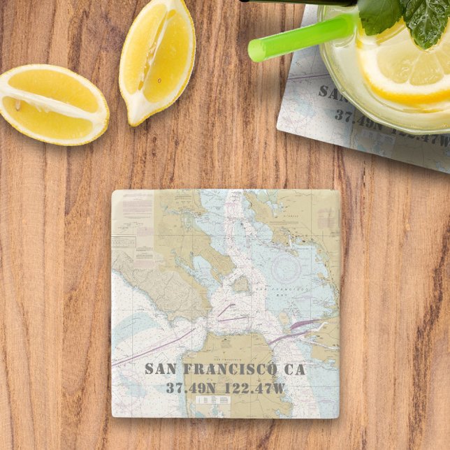 Dessous-de-verre En Pierre Carte marine de la baie 🧭 San Francisco (🧭 San Francisco Bay Nautical Chart Stone Coaster
)