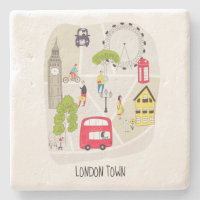 Carte Stylisée de Londres Ville Cartoon Points de 