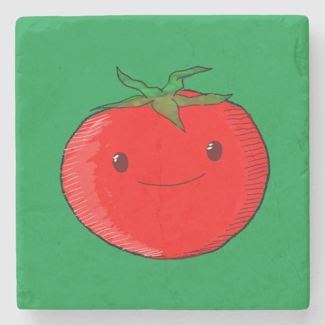 Dessous-de-verre En Pierre Carton mignon Tomate vert (Devant)