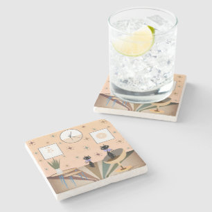 Dessous-de-verre En Pierre Cat du milieu du siècle moderne