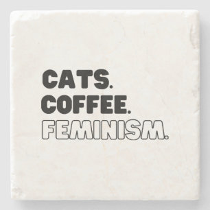 Dessous-de-verre En Pierre Cats Coffee Feminism