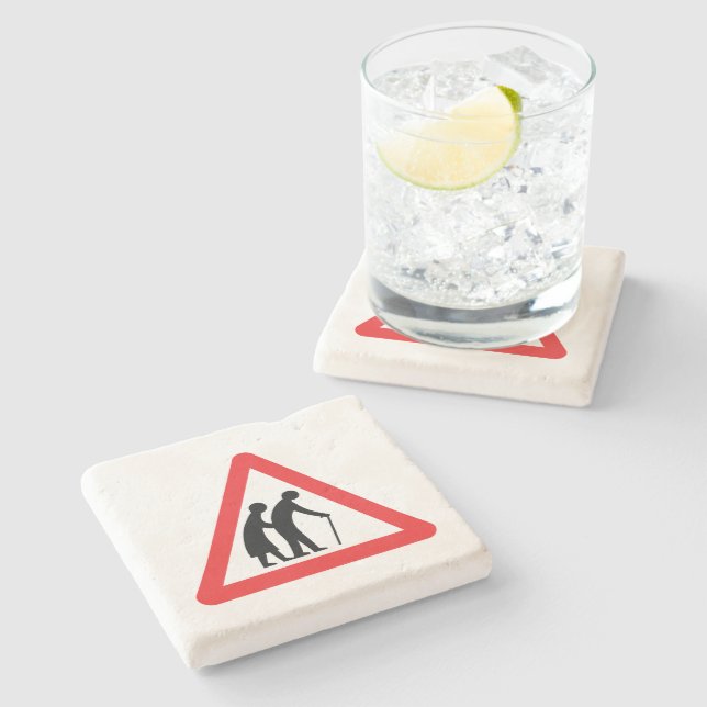 Dessous-de-verre En Pierre CAUTION Personnes ÂGÉES - VOYAGE UK (Côté)