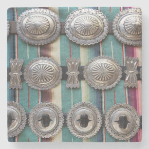 Dessous-de-verre En Pierre Ceintures argentées à vendre, Santa Fe, Nouveau