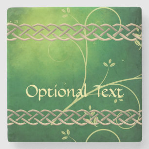 Dessous-de-verre En Pierre Céltic Green Knots & Feuilles