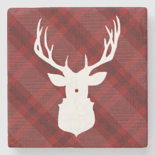 Dessous-de-verre En Pierre Cerf RUSTIQUE RED PLAID DESSOUS DE VERRE DE VA