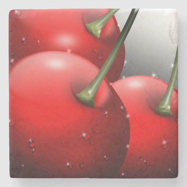 Dessous-de-verre En Pierre Cerises avec gouttes de ragoût (Devant)