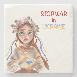 Dessous-de-verre En Pierre cessez la guerre en Ukraine Girl Two-Tone Coffee M