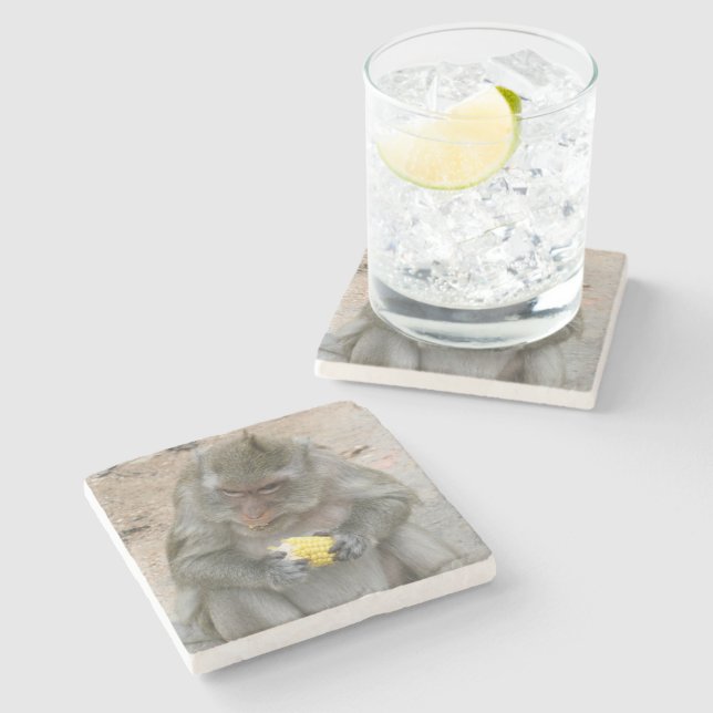 Dessous-de-verre En Pierre C'est à moi ! ! ... Singe Macaque thaïlandais sauv (Côté)