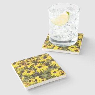 Dessous-de-verre En Pierre Champ de Fleurs sauvages jaunes