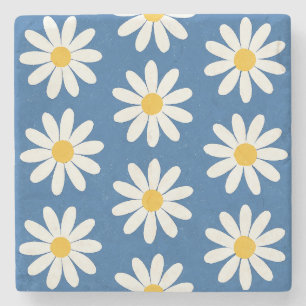 Dessous-de-verre En Pierre Champ de marguerites en bleu