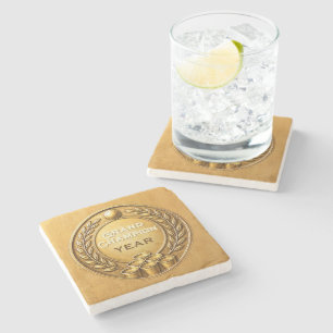 Dessous-de-verre En Pierre Championnat du Tournoi de Beer Pong Médaille d'Or