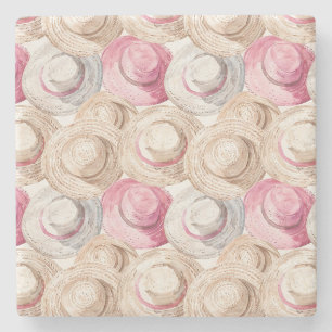 Dessous-de-verre En Pierre Chapeaux de paille blancs crème rose