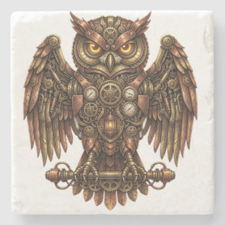 Dessous-de-verre En Pierre Chasse-pierre absorbant de hibou mécanique Steampu