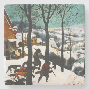 Dessous-de-verre En Pierre Chasseurs dans le paysage de neige Pieter Bruegel