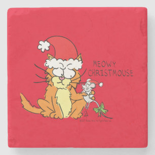 Dessous-de-verre En Pierre Chat Funny Noël Cartographie mignonne souris souri