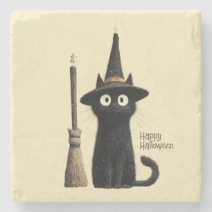 Dessous-de-verre En Pierre Chat noir fantaisiste Joyeux Halloween