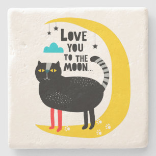 Dessous-de-verre En Pierre Chat sur la lune