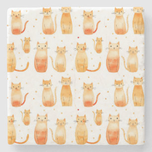 Dessous-de-verre En Pierre Chats Kitty Orange
