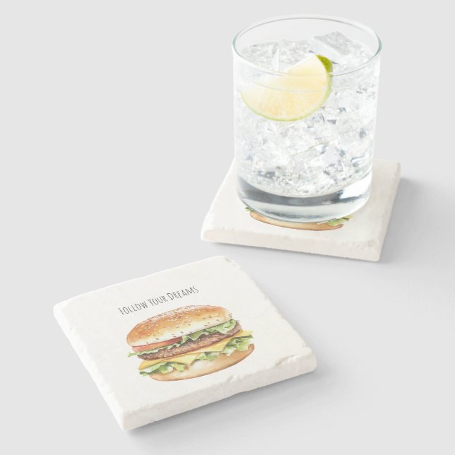 Dessous-de-verre En Pierre Cheeseburger Suivez Vos Rêves (Côté)