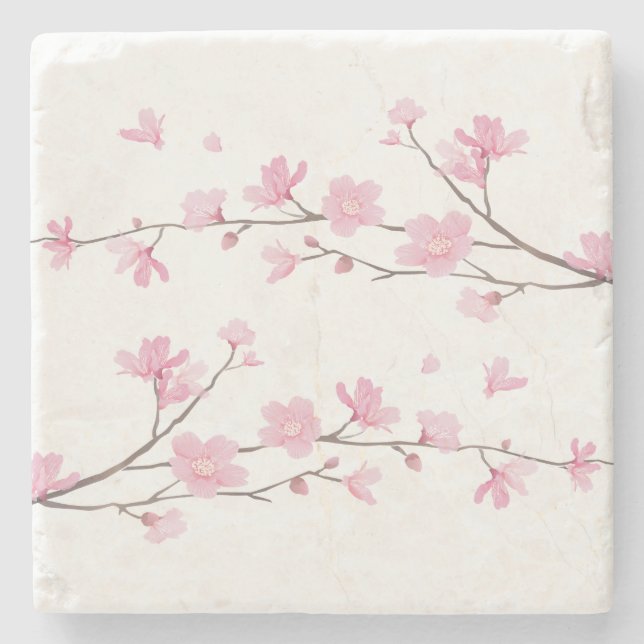 Dessous-de-verre En Pierre Cherry Blossom - Arrière - plan transparent (Devant)