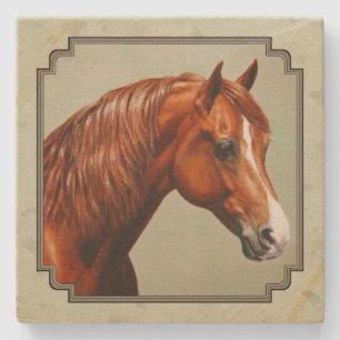 Dessous-de-verre En Pierre Chestnut Morgan Cheval Sage Vert